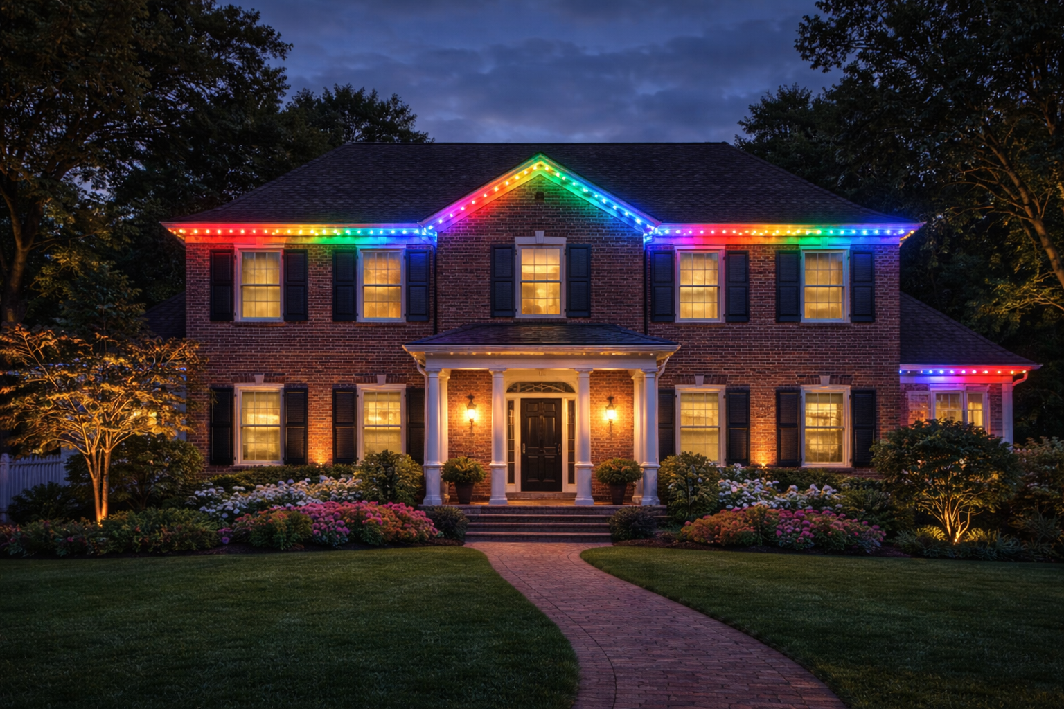 Permanent LED lighting on home—color-matched tracks, app control